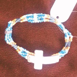 4 for $10 NWT ICON TURQUOISE CROSS BRACELET
